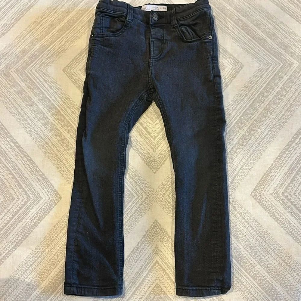 Zara Baby Boys Faded Black Stretch Skinny Jeans - Size 3/4 Years